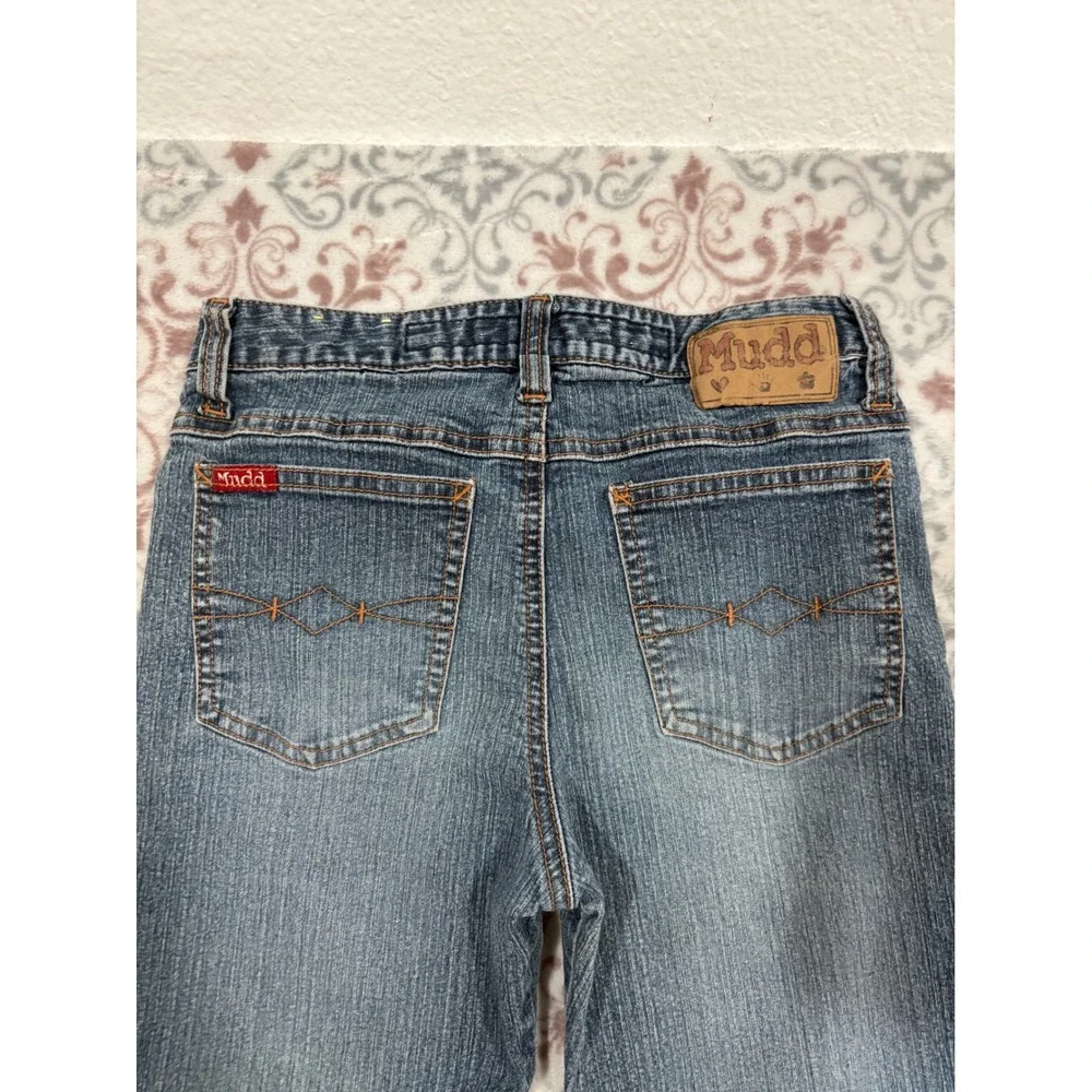 Vintage Mudd Flare Jeans Medium Wash Button Fly Side Slit Y2K Denim Size 10 Reg